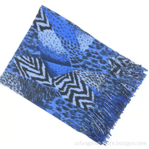 ready to ship leopard print women cashmere wool large scarf wrap with french lace